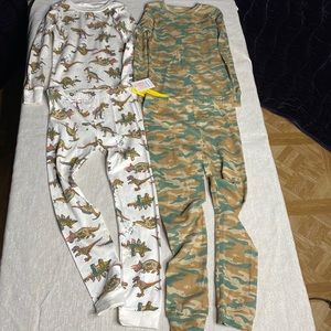 4 piece set pajamas kids dinosaurs & camouflage print size 7 years Just one you